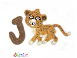 Crochet Animal Alphabet J Jaguar Letter Applique Pattern Lettering English version Instant PDF Download