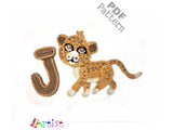 Crochet Animal Alphabet J Jaguar Letter Applique Pattern Lettering English version Instant PDF Download