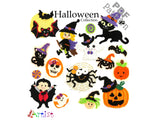 Crochet Pattern Halloween Bundle Witch Spider Ghost Cat Dracula Bat Moon Applique Instant PDF Download