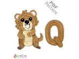 Crochet Animal Alphabet Q Quokka Letter Applique Pattern Lettering English version Instant PDF Download