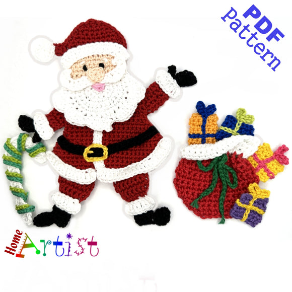 Santa crochet Applique Pattern -INSTANT DOWNLOAD