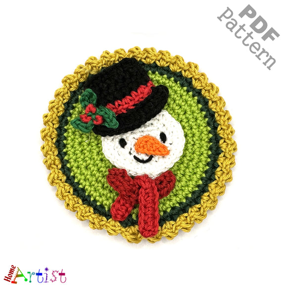 Patch Button Snowman crochet Applique Pattern -INSTANT DOWNLOAD
