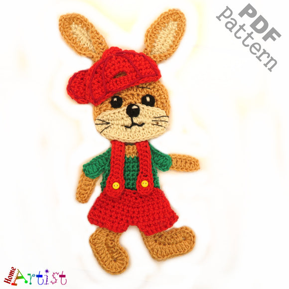 Crochet Pattern - Instant PDF Download - Bunny Boy Rabbit crochet pattern applique