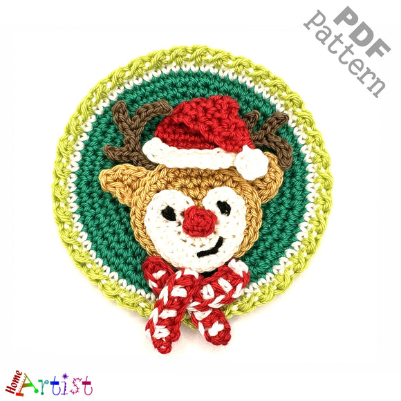 Patch Button Reindeer crochet Applique Pattern -INSTANT DOWNLOAD