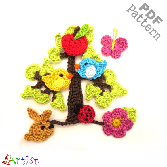 Tree set crochet Applique Pattern -INSTANT DOWNLOAD