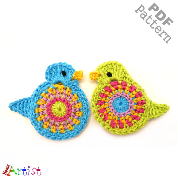 Bird Crochet Applique Pattern -INSTANT DOWNLOAD