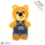 Bear boy crochet Applique Pattern -INSTANT DOWNLOAD