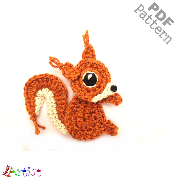 Squirrel Crochet Applique Pattern -INSTANT DOWNLOAD