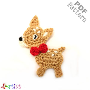 Crochet Pattern - Instant PDF Download - Deer (small) crochet Applique Pattern applique