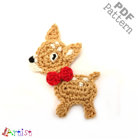 Crochet Pattern - Instant PDF Download - Deer (small) crochet Applique Pattern applique
