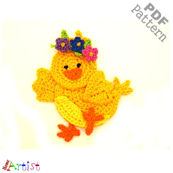 Applikation Crochet Pattern - Instant PDF Download - Chick set 4 crochet pattern applique