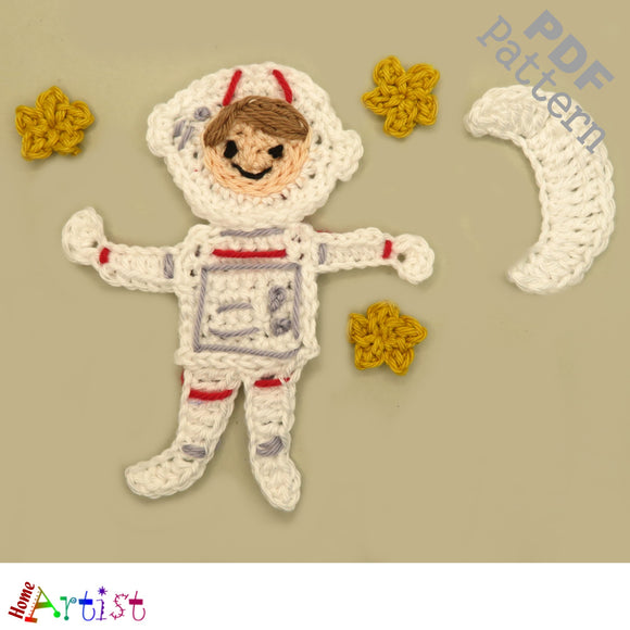 Astronaut Crochet Applique Pattern -INSTANT DOWNLOAD