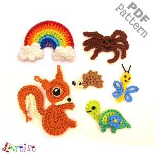 Crochet Pattern - Instant PDF Download - Set 5 crochet pattern applique