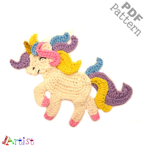 Crochet Pattern - Instant PDF Download - Unicorn crochet applique pattern applique