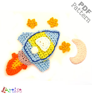 Rocket Crochet Applique Pattern -INSTANT DOWNLOAD