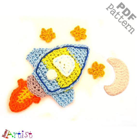 Rocket Crochet Applique Pattern -INSTANT DOWNLOAD