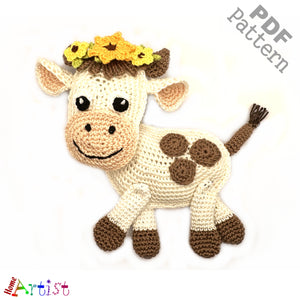 Cow Ragdoll Crochet Applique Pattern -INSTANT DOWNLOAD