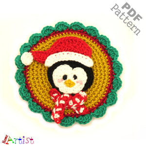 Patch Button Penguin crochet Applique Pattern -INSTANT DOWNLOAD