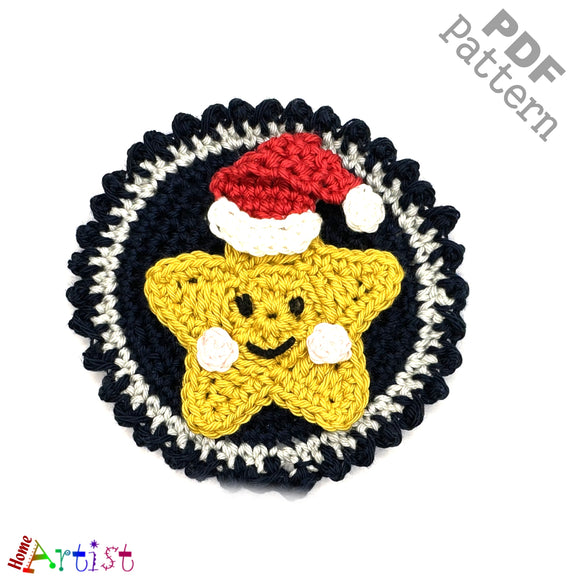 Patch Button Star crochet Applique Pattern -INSTANT DOWNLOAD
