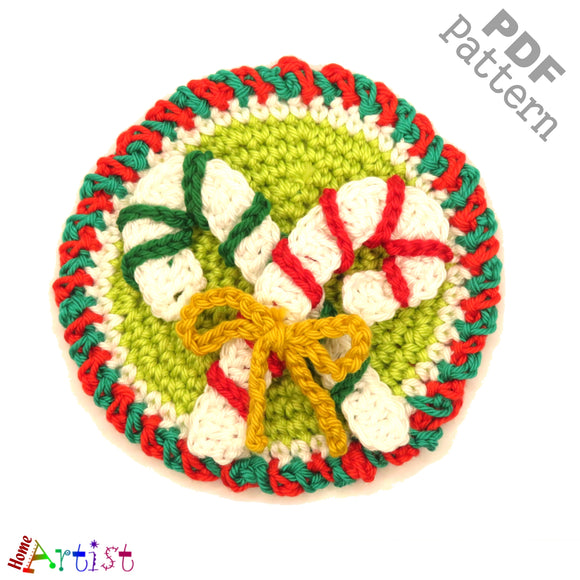 Patch Button Candy Cane crochet Applique Pattern -INSTANT DOWNLOAD