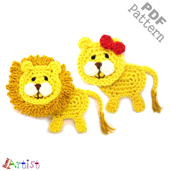 Lion Crochet Applique Pattern -INSTANT DOWNLOAD