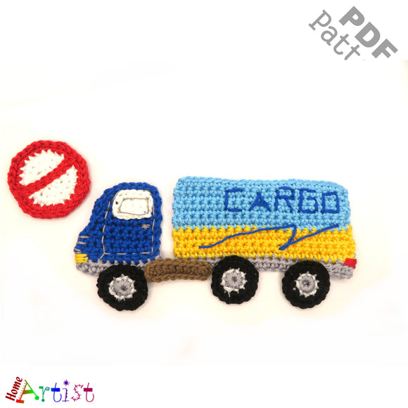 Cargo Truck crochet Applique Pattern -INSTANT DOWNLOAD