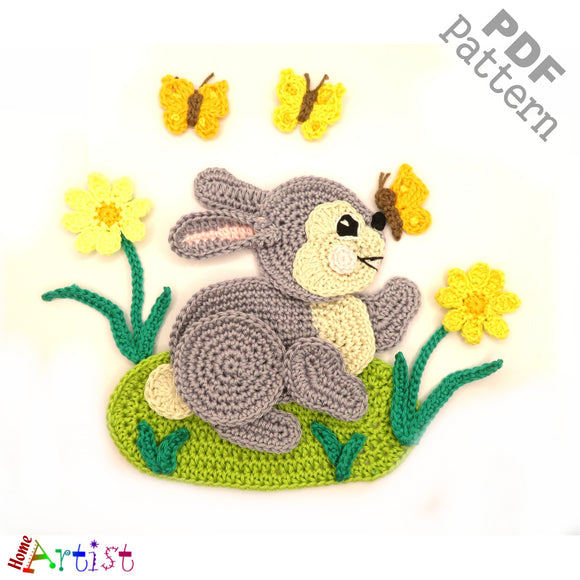 Rabbit Easter Bunny crochet Applique Pattern -INSTANT DOWNLOAD