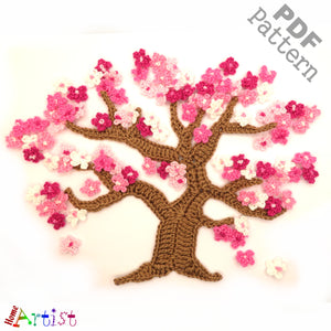 100 flowers Tree crochet Applique Pattern -INSTANT DOWNLOAD