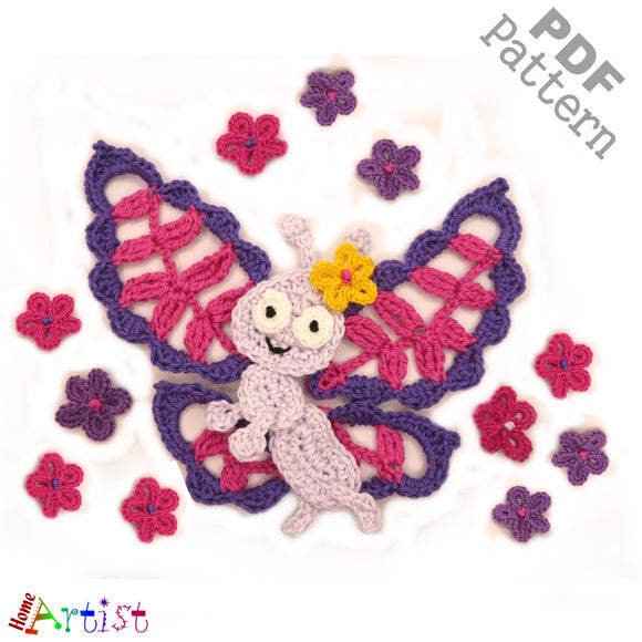 Crochet Pattern - Instant PDF Download - Butterfly Fairy Crochet Pattern applique