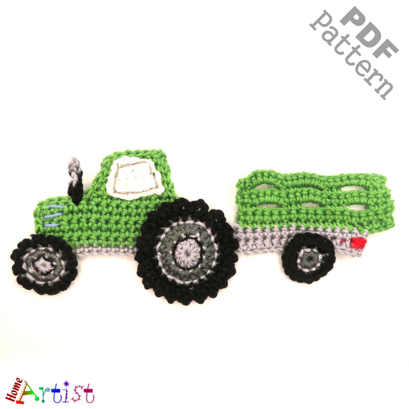 Tractor Crochet Applique Pattern -INSTANT DOWNLOAD