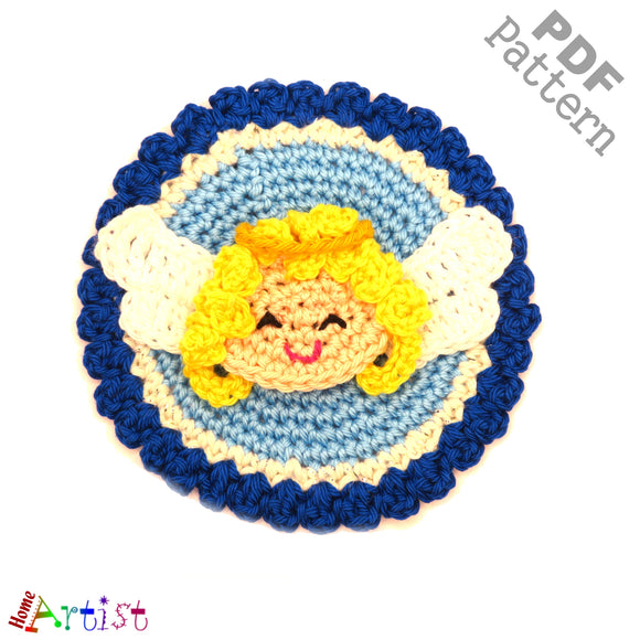 Patch Button Angel crochet Applique Pattern -INSTANT DOWNLOAD