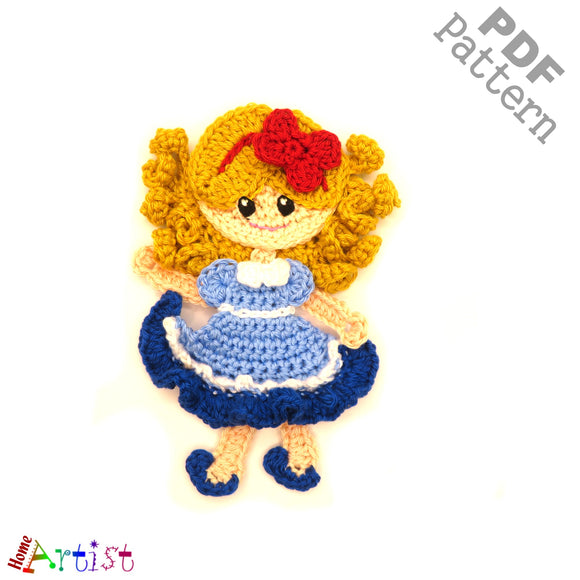 Girl Doll crochet Applique Pattern -INSTANT DOWNLOAD