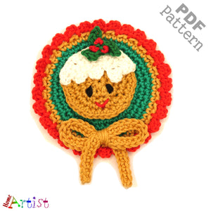Patch Button Cookie Gingerbread crochet Applique Pattern -INSTANT DOWNLOAD