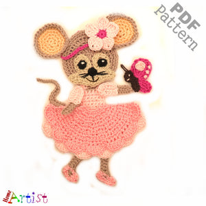 Crochet Pattern - Instant PDF Download - Mouse Girl Crochet Pattern applique