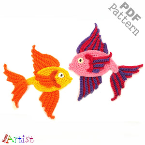 Crochet Pattern - Instant PDF Download - Betta Fantail Fish crochet Applique Pattern applique