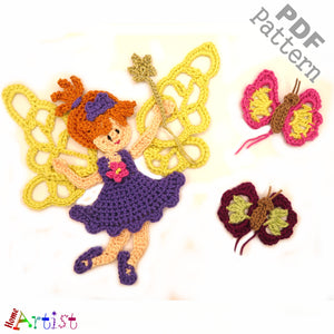 Crochet Pattern - Instant PDF Download - Fairy Crochet Pattern applique (Copy)