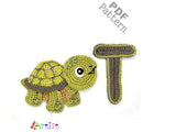 Crochet Animal Alphabet T Turtle Letter Applique Pattern Lettering English version Instant PDF Download