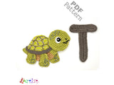 Crochet Animal Alphabet T Turtle Letter Applique Pattern Lettering English version Instant PDF Download