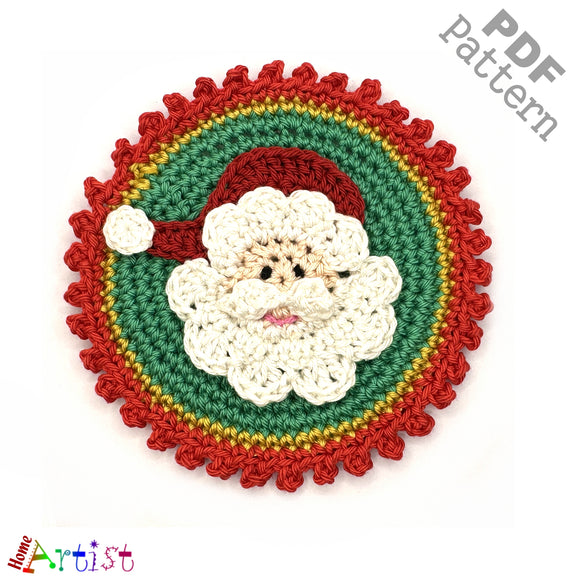 Patch Button Santa Claus crochet Applique Pattern -INSTANT DOWNLOAD