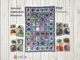 Crochet Animal Blanket Alphabet Game 52 Animals + Upper Lowercase Letters Applique Pattern