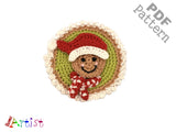 Patch Button Gingerbread man crochet Applique Pattern -INSTANT DOWNLOAD