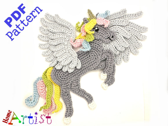 Pegasus Crochet Applique Pattern -INSTANT DOWNLOAD