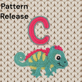 Crochet Animal Alphabet C Chameleon Letter Applique Pattern Lettering English version Instant PDF Download