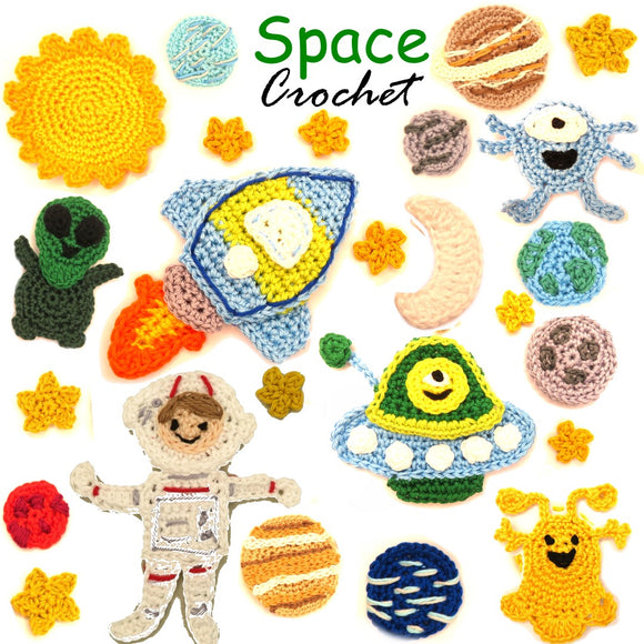 Crochet Pattern - Instant PDF Download - Space set crochet Pattern Collection applique