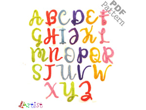 Crochet Alphabeth Uppercase Letters Applique Pattern Lettering Calligraphy 1 English version Instant PDF Download (Copy)