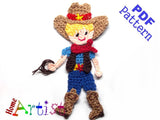 Crochet Pattern - Instant PDF Download - Cowboy Cowgirl Sheriff crochet pattern applique