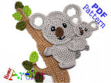 Crochet Pattern Koala Mom and Baby - Instant PDF Download - Koala Crochet Applique Pattern applique