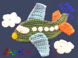 Airplane 2 crochet Applique Pattern INSTANT DOWNLOAD