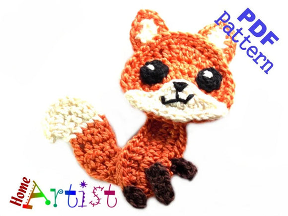 Fox Crochet Applique Pattern -INSTANT DOWNLOAD