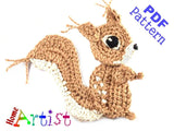 Squirrel Crochet Applique Pattern -INSTANT DOWNLOAD